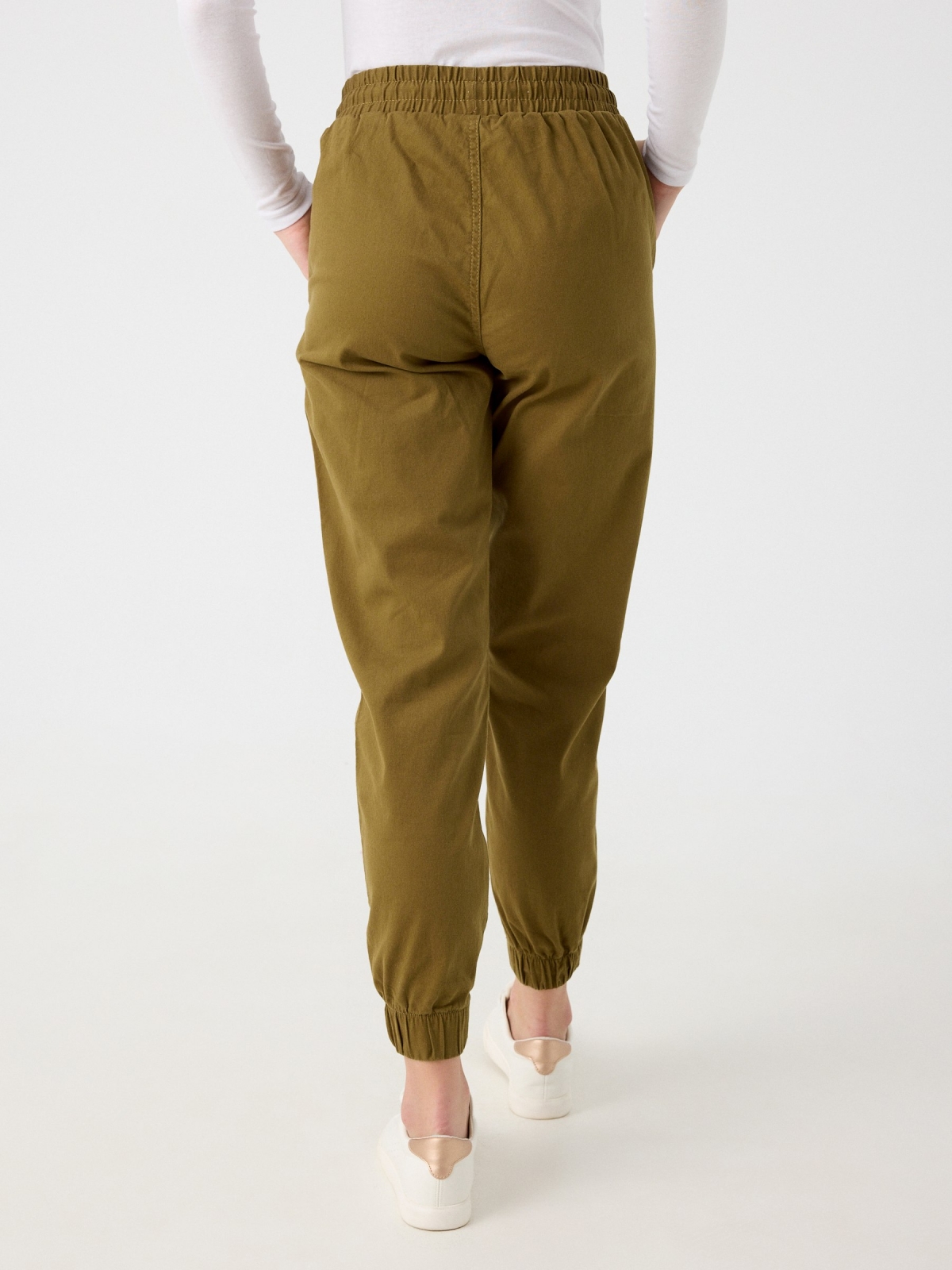 Twill joggers earth brown middle back view