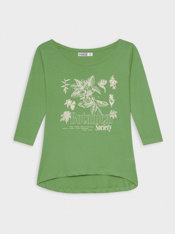  Camiseta manga 3/4 print floral verde