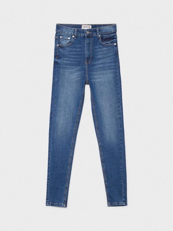  Jeans skinny azul cintura alta com cinco bolsos azul