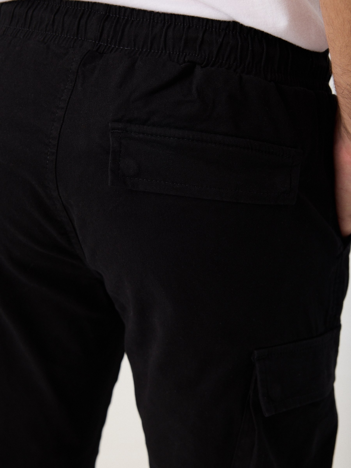 Adjustable cargo joggers black detail view