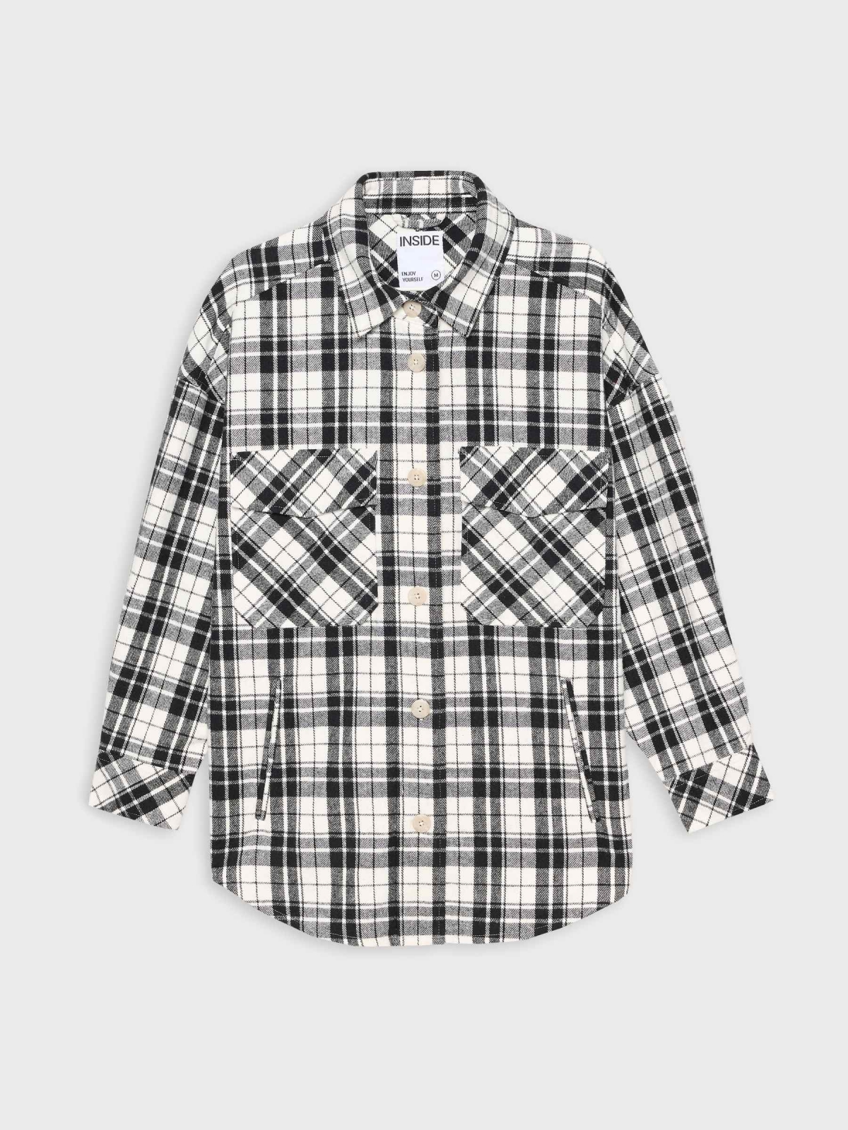  Checked overshirt with pockets black