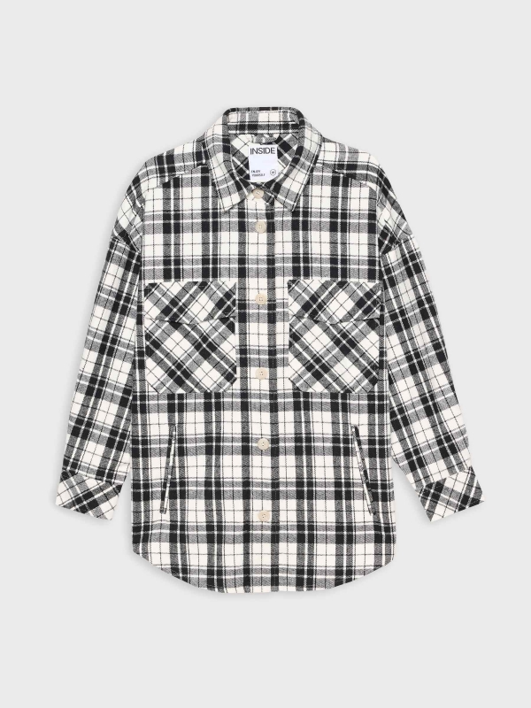  Checked overshirt with pockets black