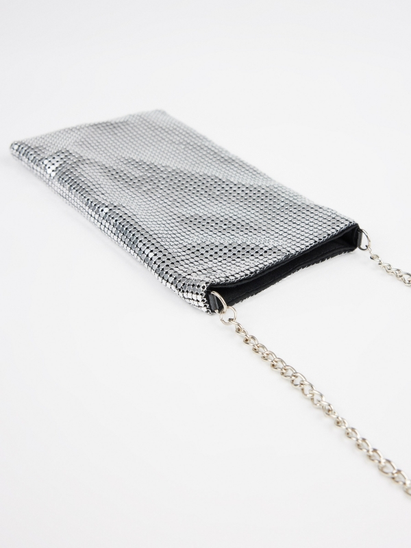 Metallic smartphone bag grey detail view