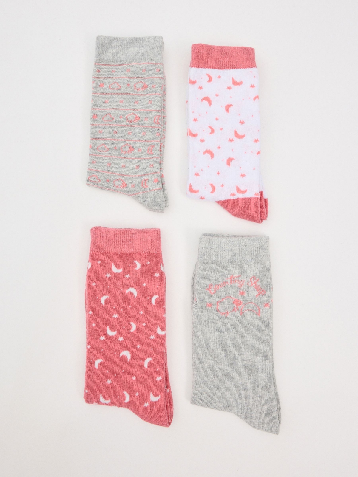 Pack of 4 printed mid-calf socks multicolor back view