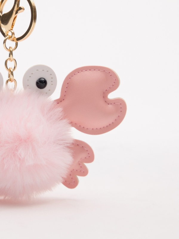 Crab pompom keychain detail view