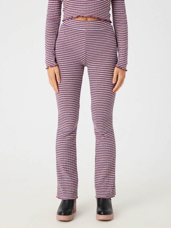 Striped flared pants multicolor middle front view
