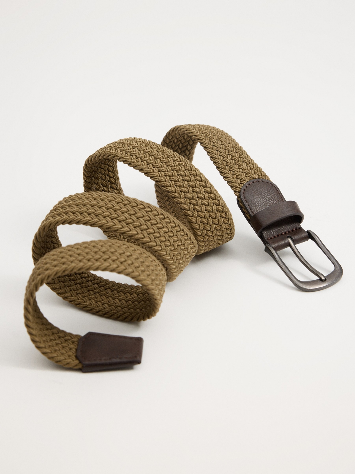 Elastic braided belt brown