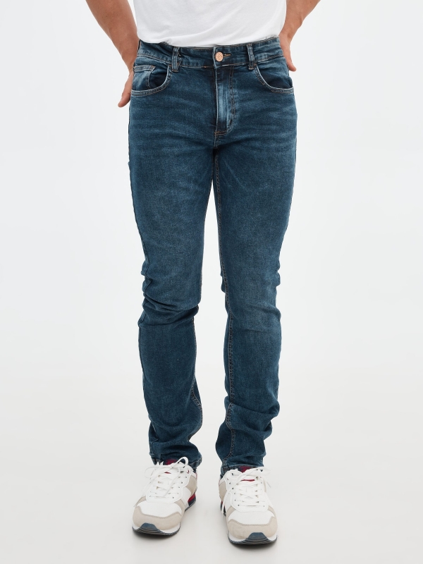 Basic regular jeans blue middle back view
