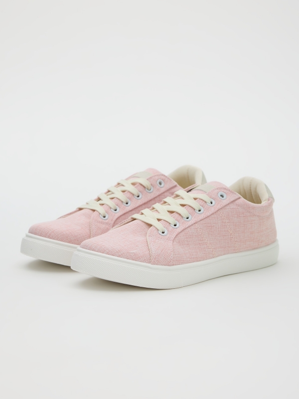 Basic casual canvas sneaker nude pink 45º front view