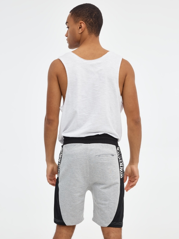 Bermuda jogger shorts with side band grey middle back view
