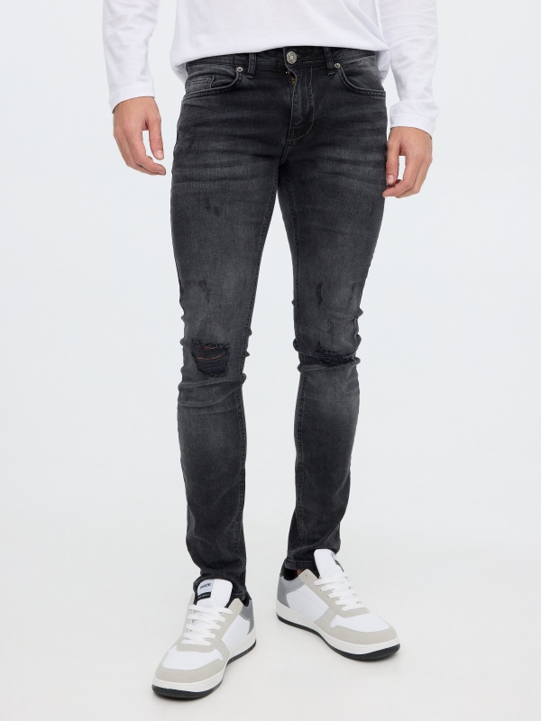 Super slim jeans dark grey middle front view