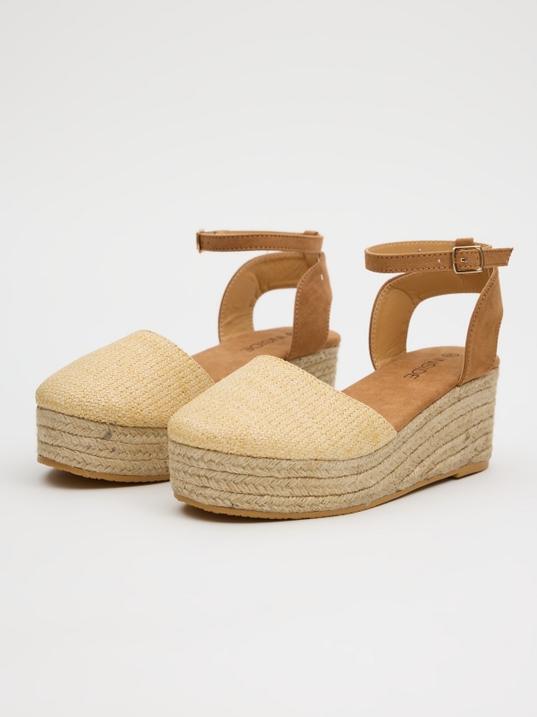 Clog style wedge sandal off white 45º front view