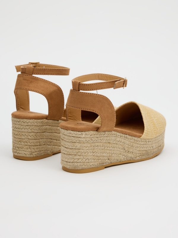 Clog style wedge sandal off white 45º back view