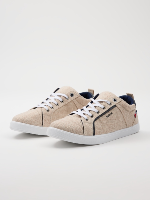 Casual canvas sneaker sand 45º front view