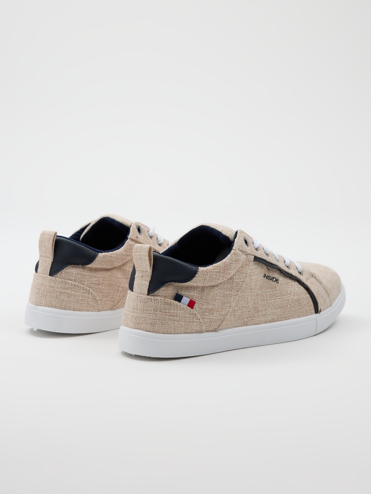 Casual canvas sneaker sand 45º back view