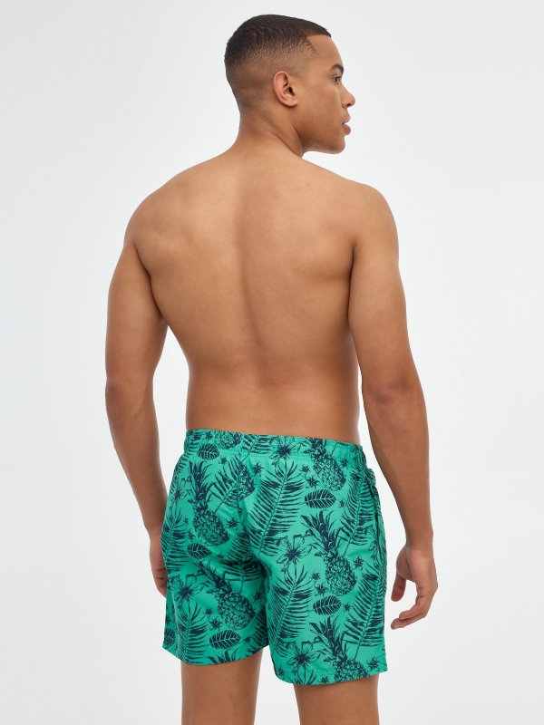 Pineapple print swimsuit green middle back view