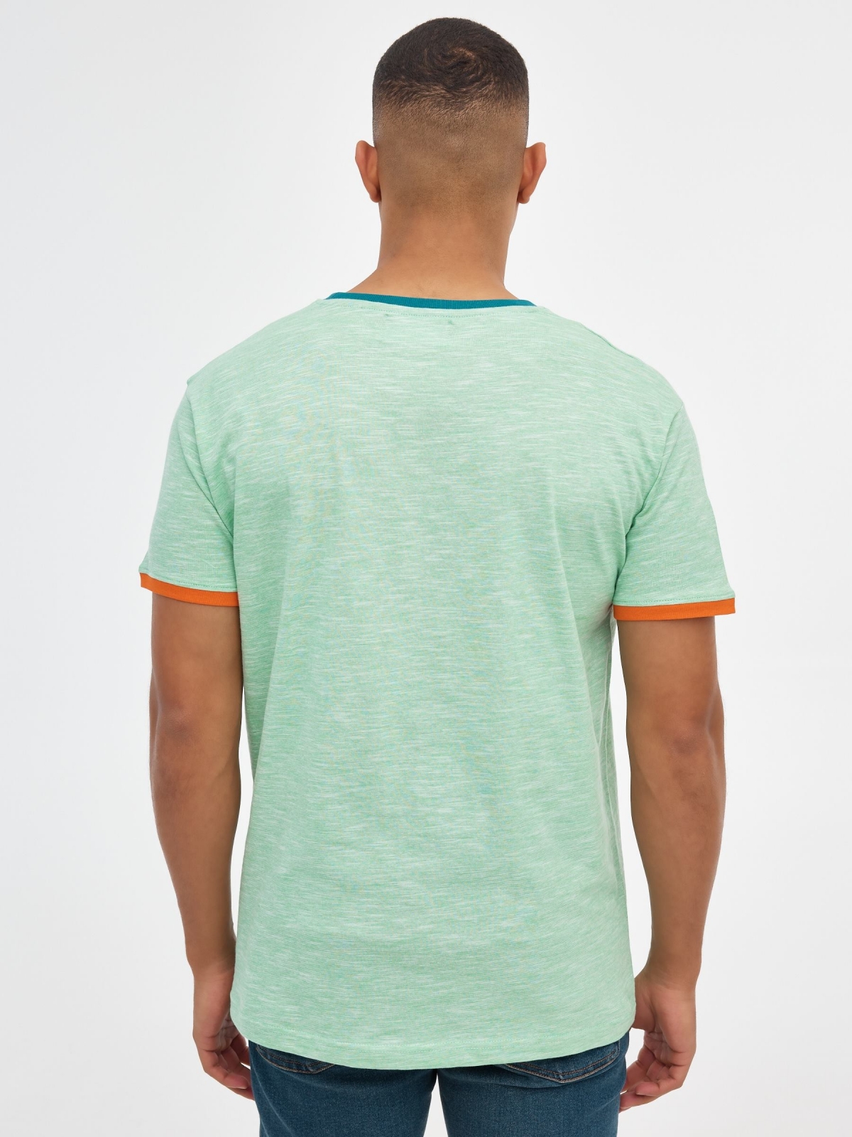 T-shirt básica com textura menta vista meia traseira