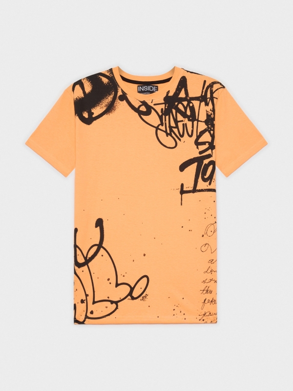  Camiseta estampado graffiti salmón