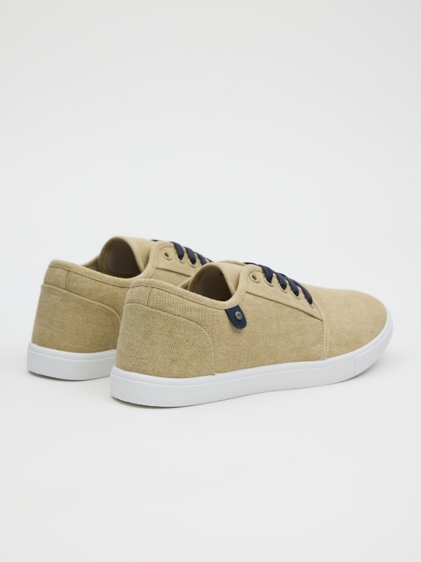 Washed effect canvas sneaker sand 45º back view