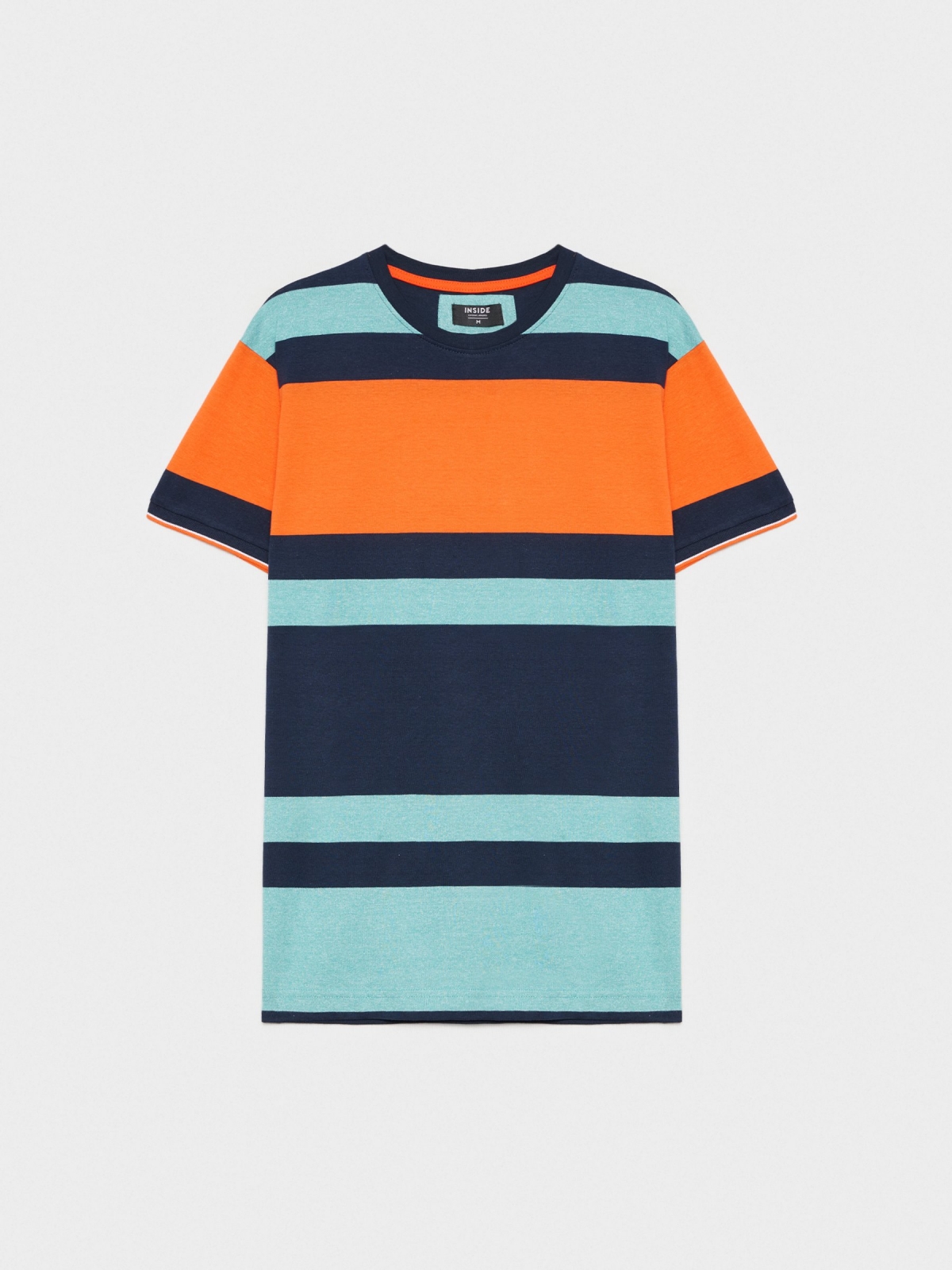  Blue and orange striped T-shirt blue