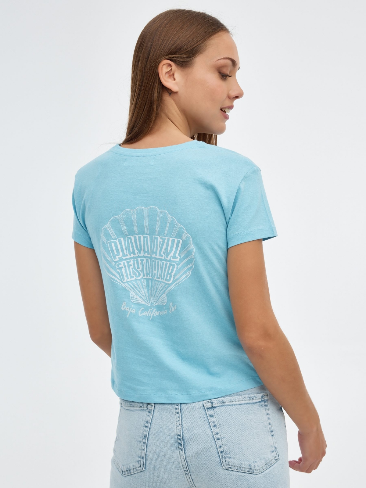 Camiseta do Furacão Hut azul claro vista meia traseira
