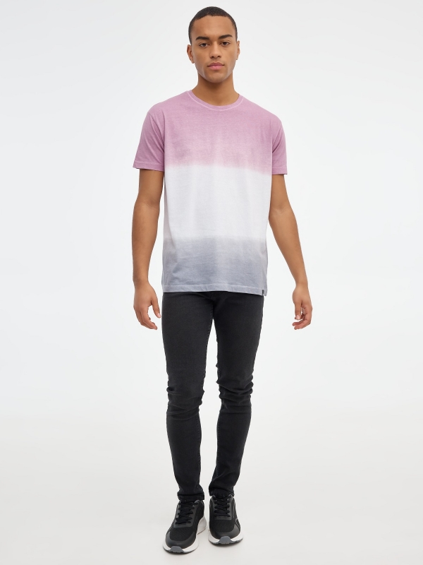 T-shirt degradada Tie&Dye púrpura vista geral frontal