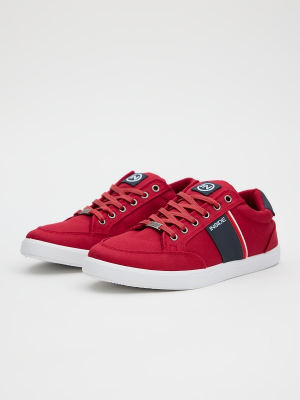 INSIDE canvas sneaker deep red 45º front view