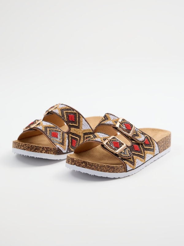 Dad sandal with 2 buckles multicolor 45º front view