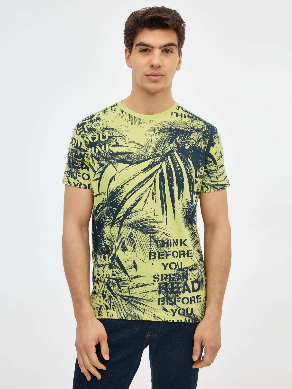 t-shirt Graphic print lime middle front view