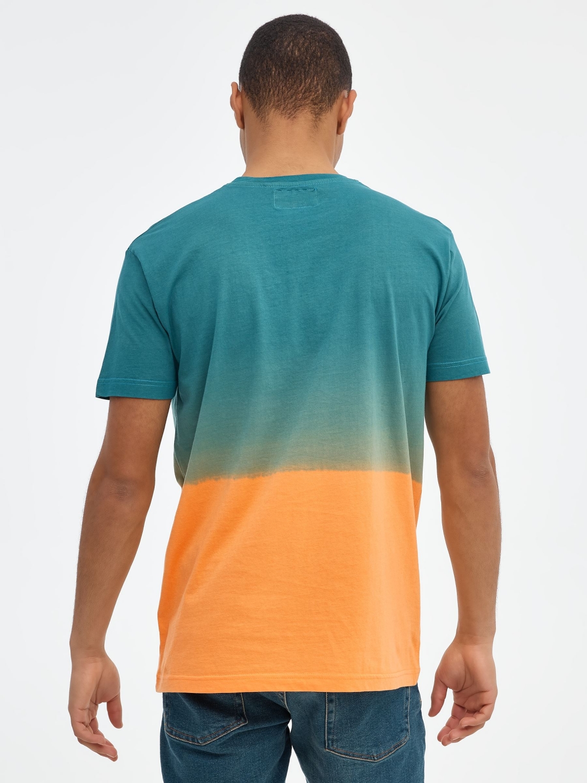 Gradient print t-shirt emerald middle back view