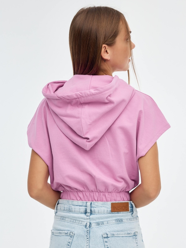 Malibu hooded t-shirt magenta middle back view