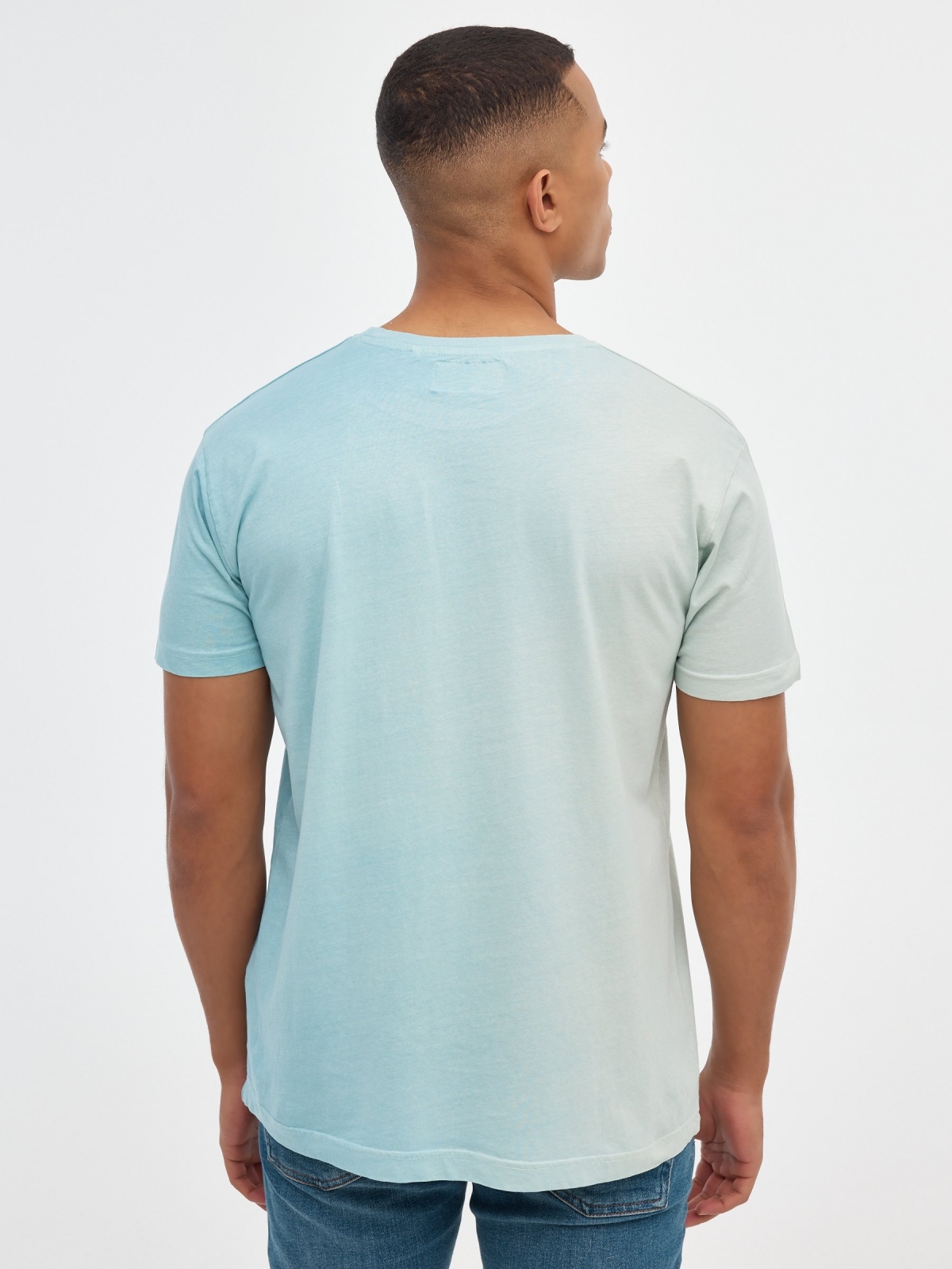 Gradient printed T-shirt sand middle back view