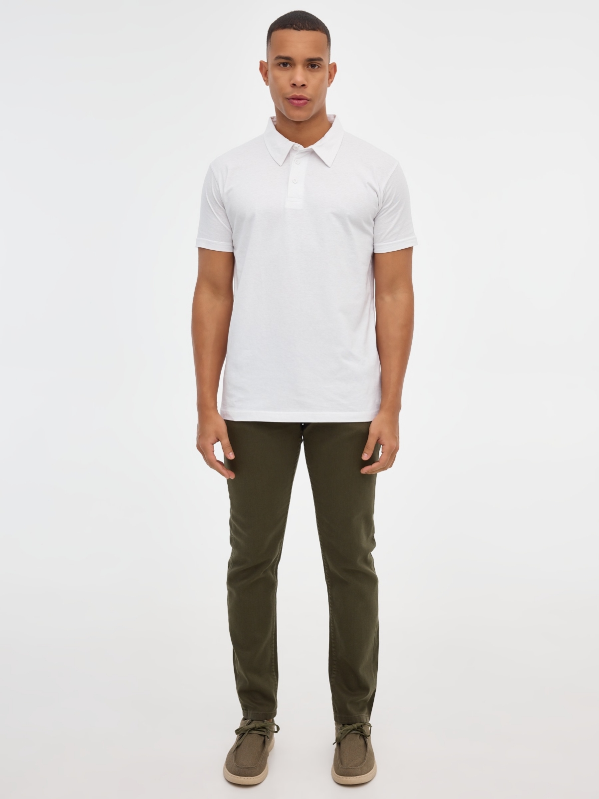 Camel slim jeans green front view