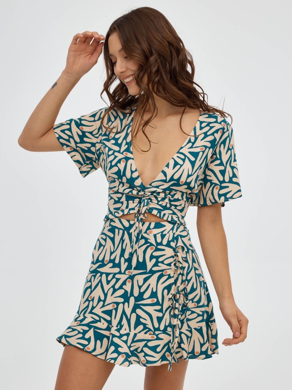 Lace pareo skirt multicolor middle front view