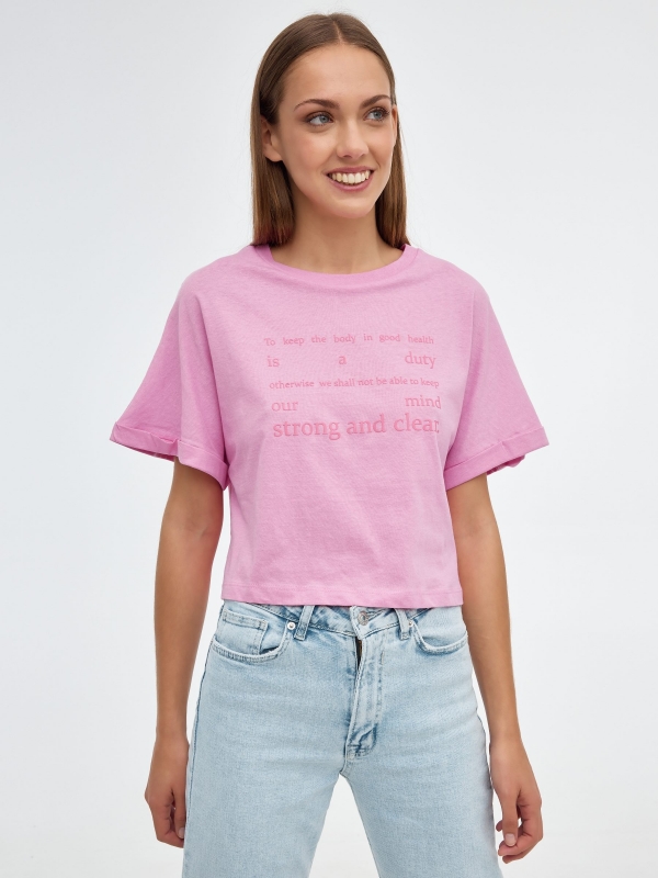 Strong&Clear crop top pink middle front view