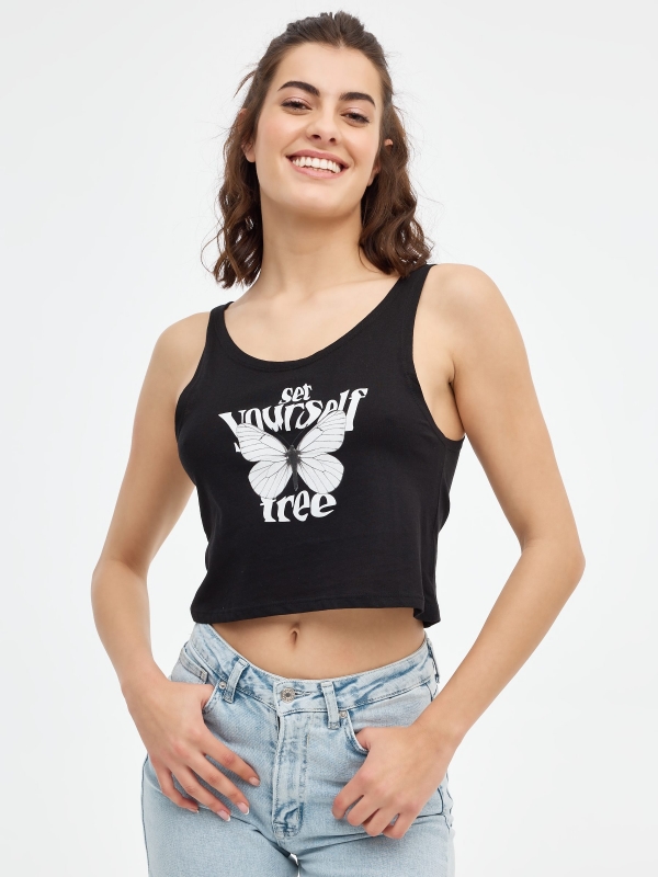 Camiseta tirantes Set Yourself negro vista media frontal