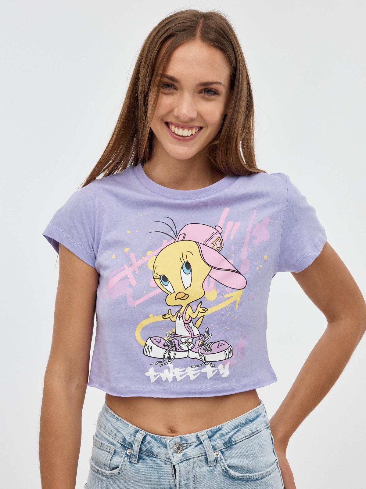 Tweety  t-shirt mauve middle front view