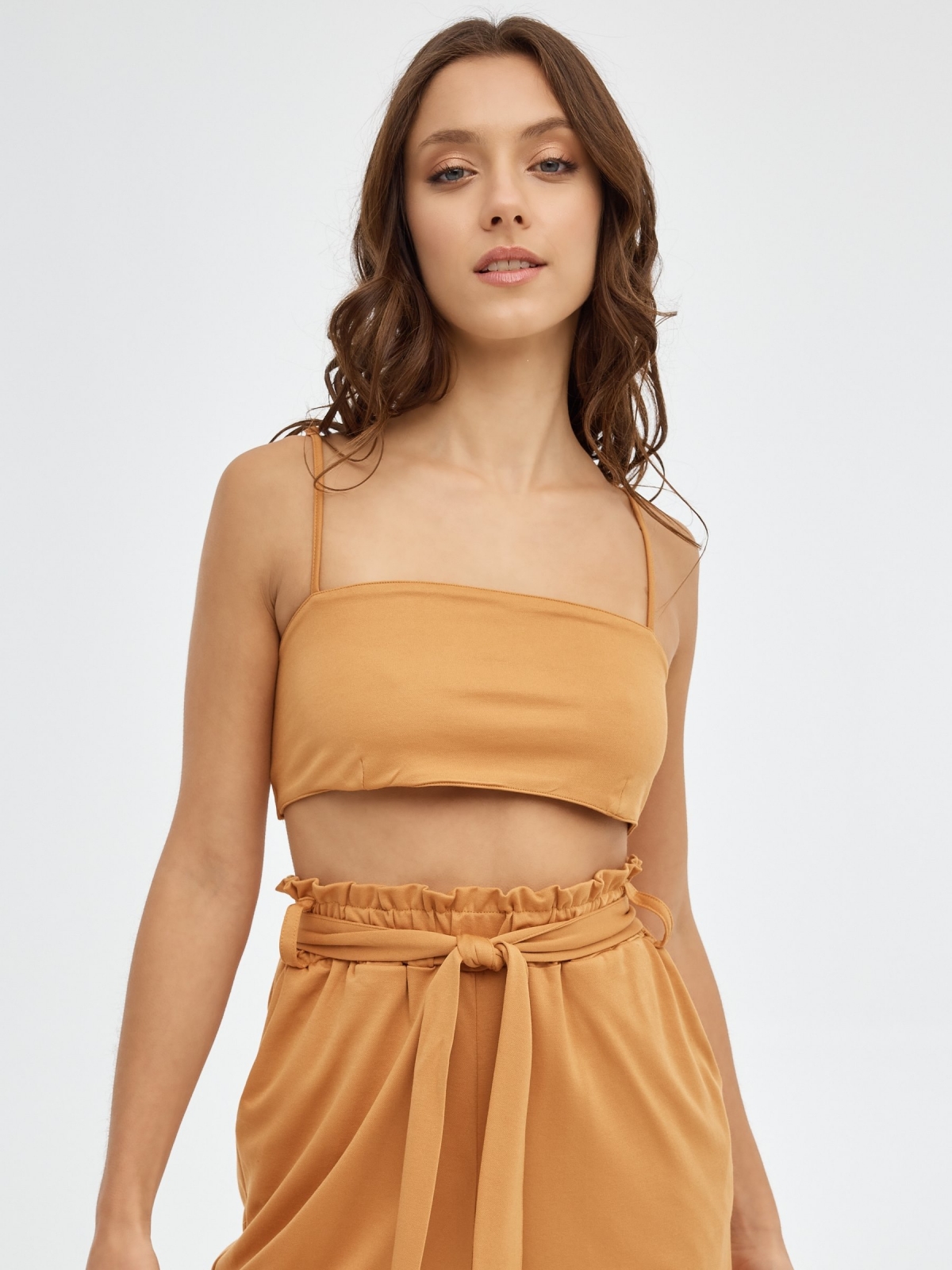 Top with back knot ochre middle front view
