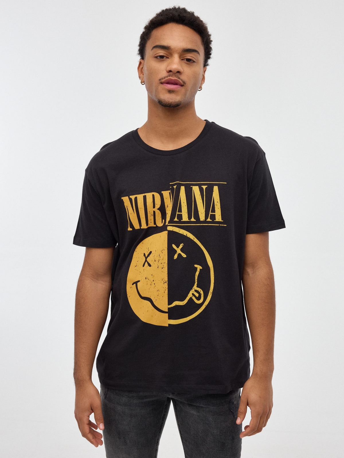 Nirvana printed T-shirt dark grey middle front view