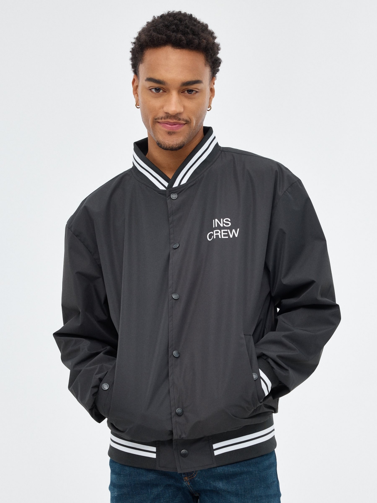 Bomber jacket black middle front view