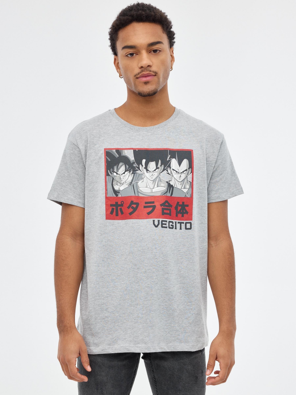 T-shirt Bola de Dragão Vegito melange meio vista meia frontal