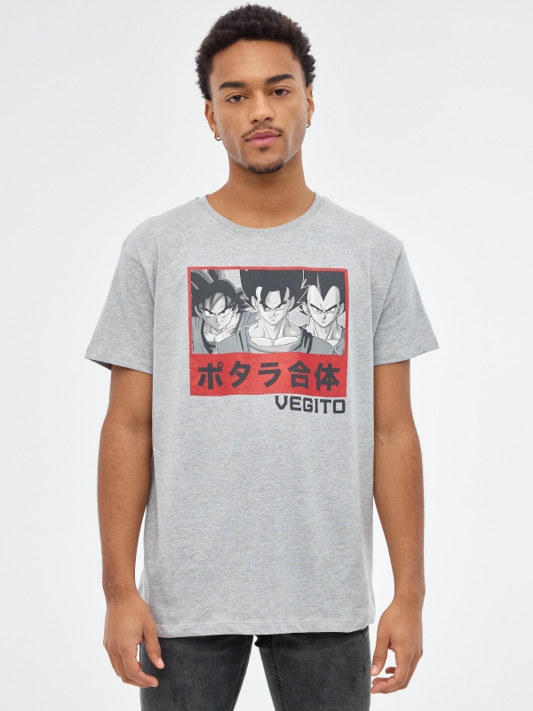 T-shirt Bola de Dragão Vegito melange meio vista meia frontal