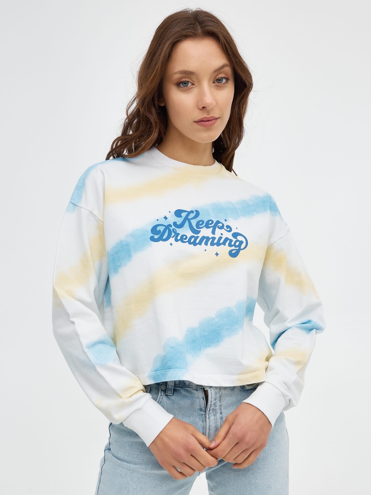 Keep Dreaming crop sweatshirt multicolor middle front view