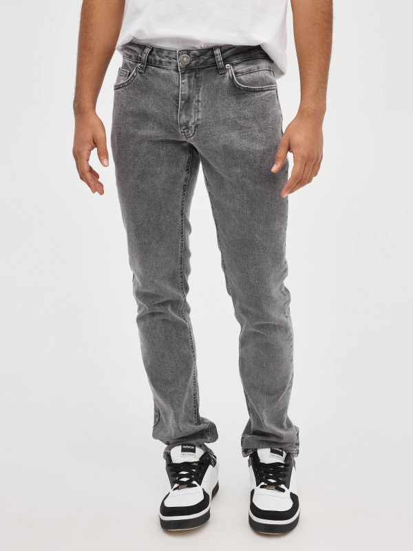 Grey Regular Jeans dark grey middle front view