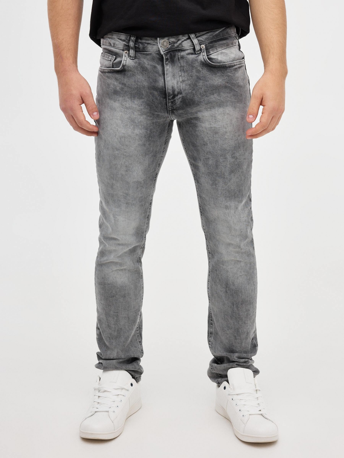 Grey Slim Jeans dark grey middle front view