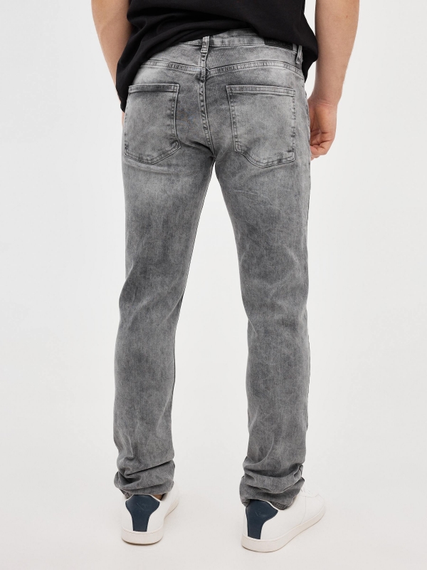 Grey Slim Jeans dark grey middle back view
