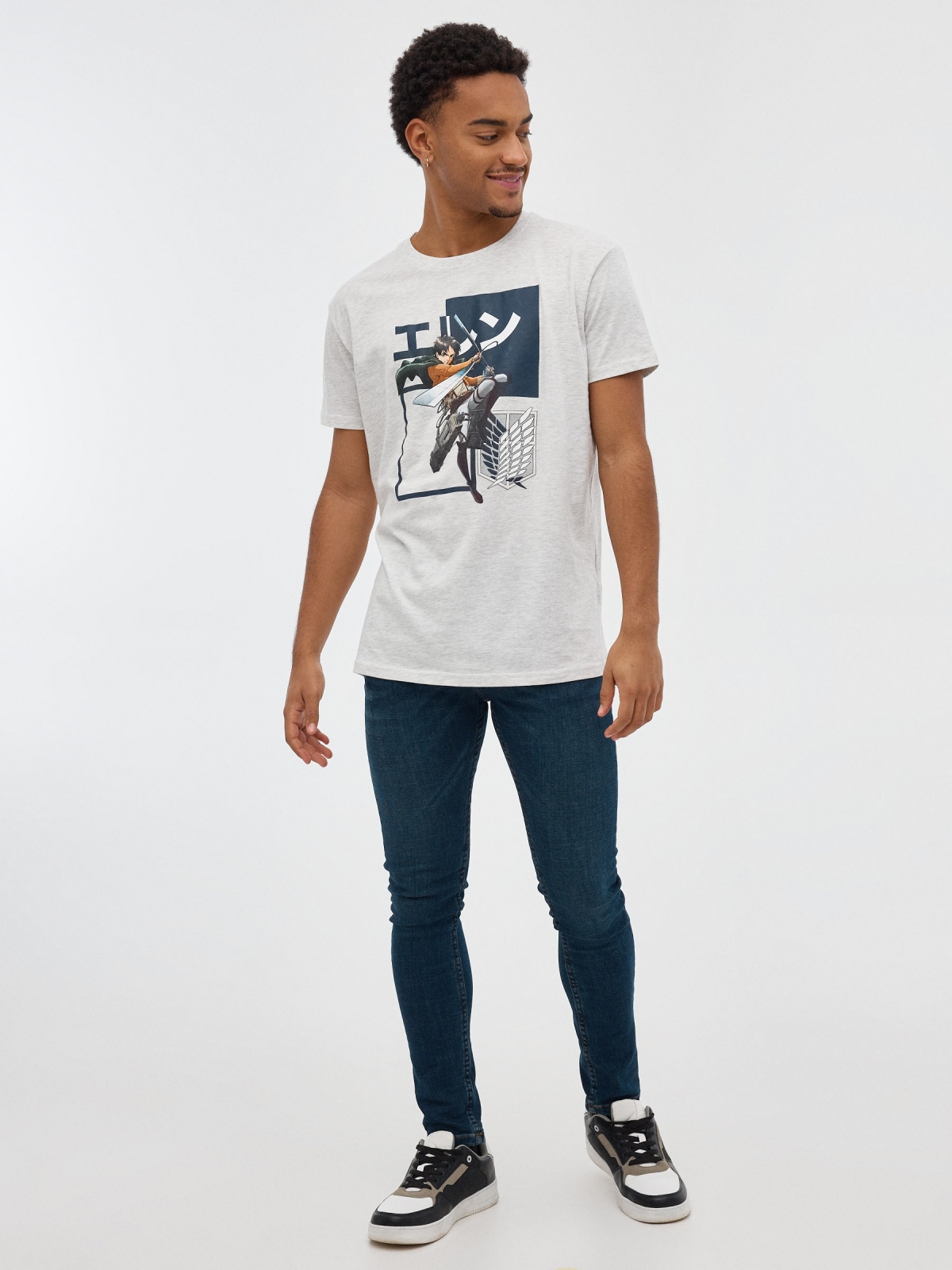 Attack on Titan T-shirt grey front view