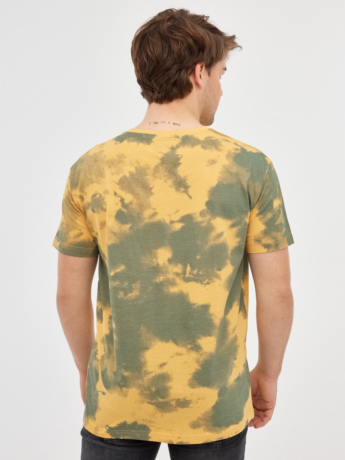 Tie&Dye T-shirt Natureza amarelo pastel vista meia traseira
