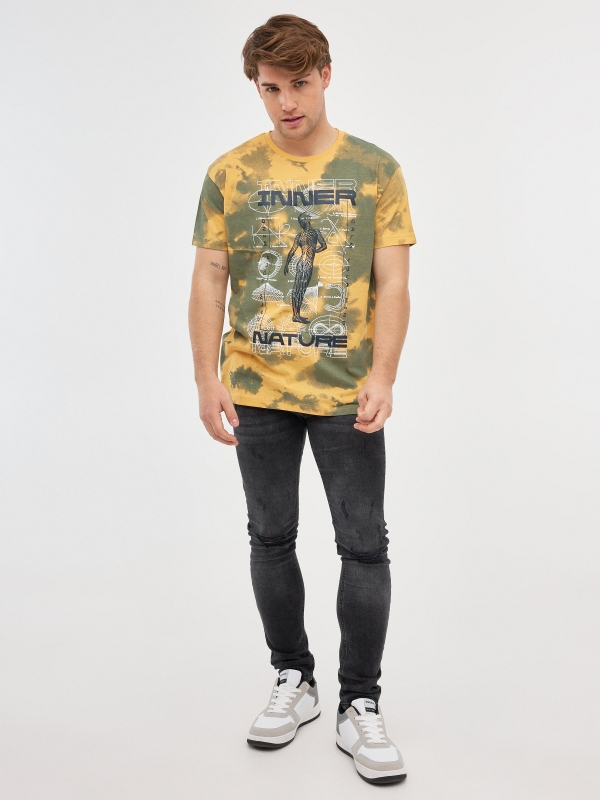 Tie&Dye Nature T-shirt pastel yellow front view