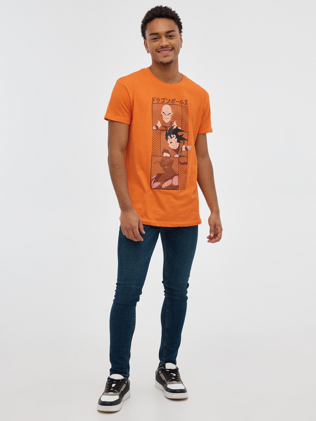T-shirt laranja Dragon Ball laranja vista geral frontal